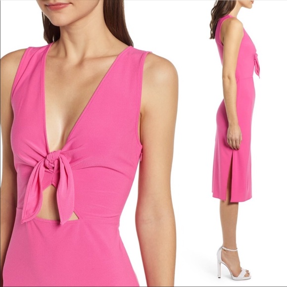 Nwt Leith Tie Front Midi Keyhole Dress 